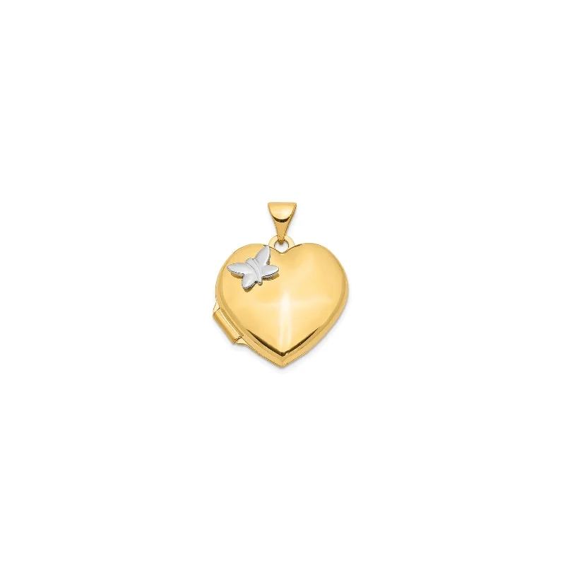 Heart Shape Locket With Butterfly Pendant (14K)