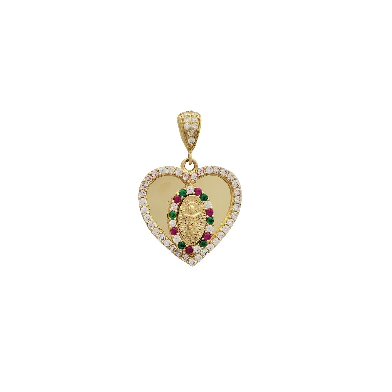 Heart-Shaped Frame Baby Jesus Pendant (14K)