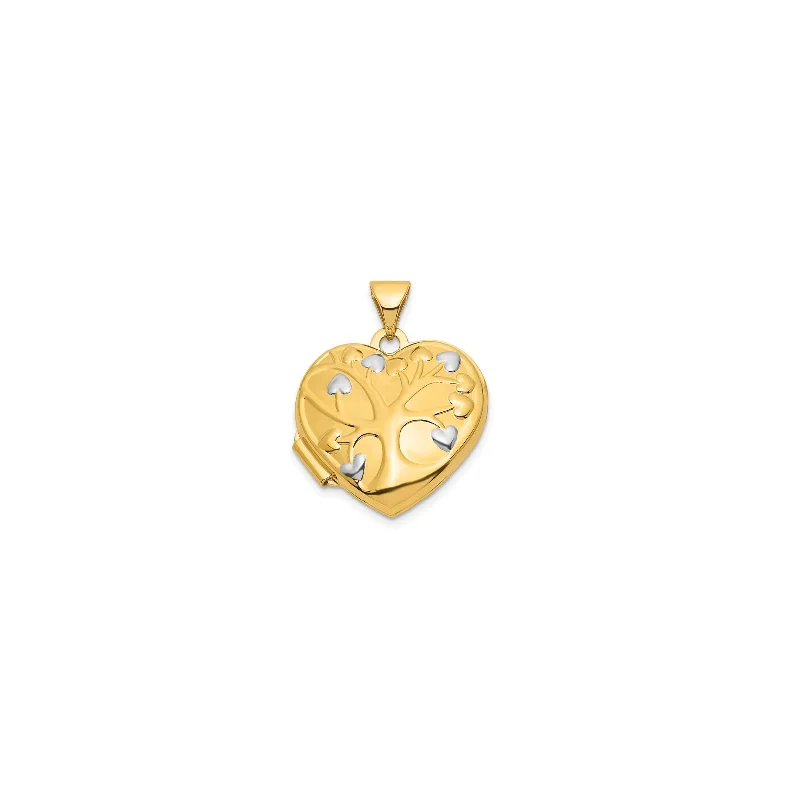 Heart Shape With Tree Locket Pendant (14K)