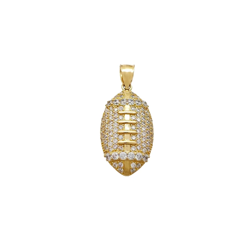 Iced-Out American Football Ball Pendant (14K)