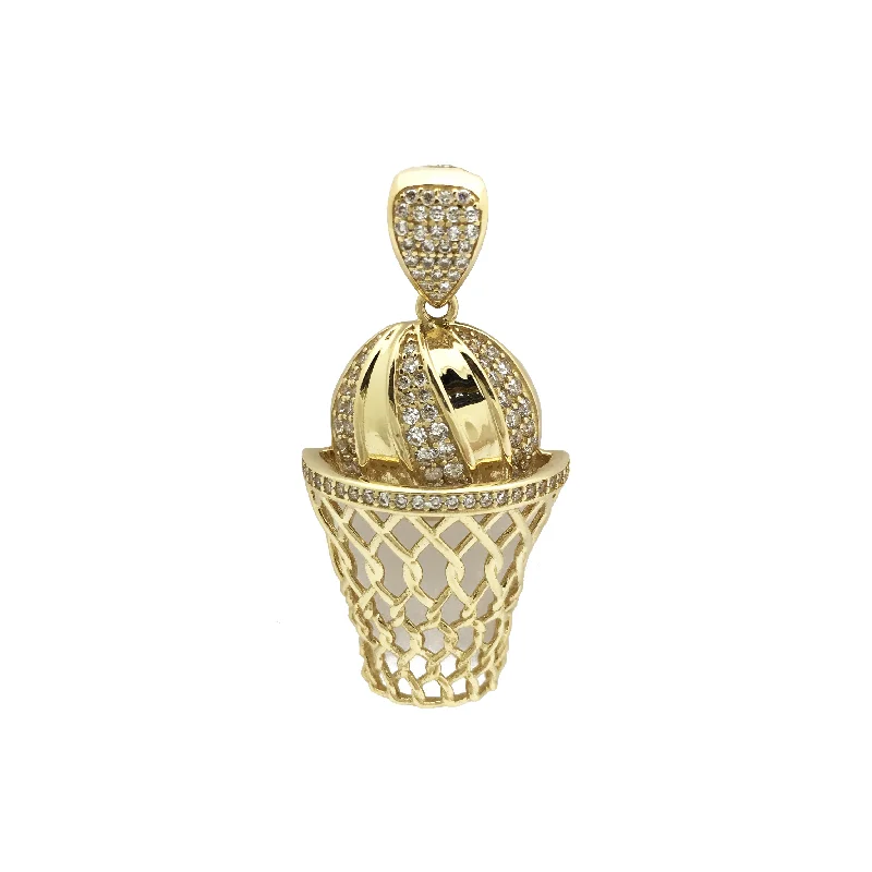 Icy Basketball Hoop Pendant (14K)