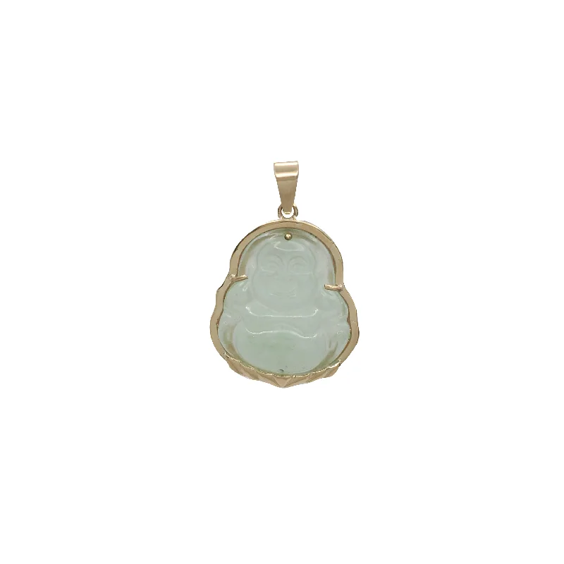 Golden Halo Jade Laughing Buddha Pendant(14K)