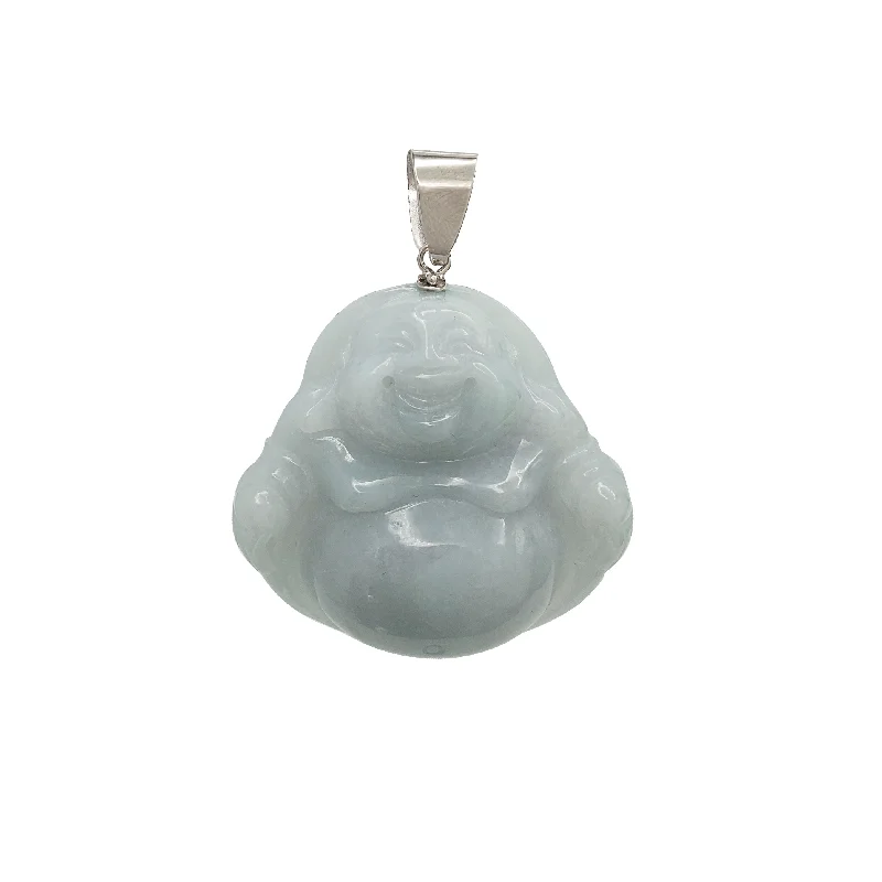 Jade Laughing Buddha Pendant (14K)