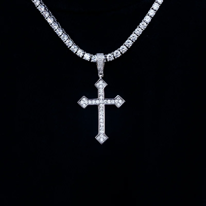 Large Iced Celtic Cross in White Gold