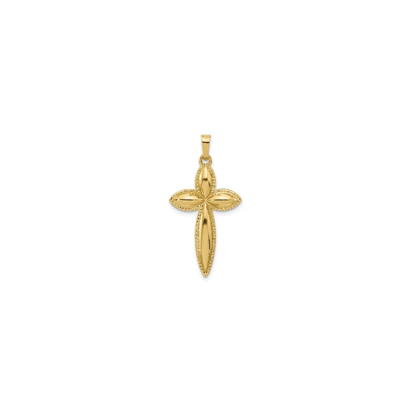 Light Beaded Edge Passion Cross Pendant (14K)