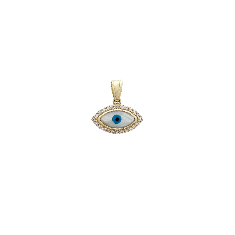 Icy Ellipse Evil Eye Pendant (14K)