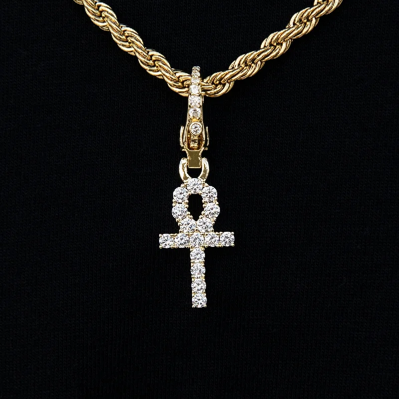 Micro Ankh Cross Clip On Pendant in Yellow Gold