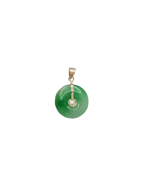 Jade Pi Disc Happiness Symbol Pendant (14K)