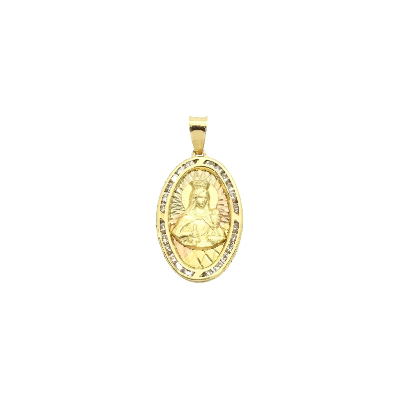 Saint Barbara CZ Oval Pendant (14K)