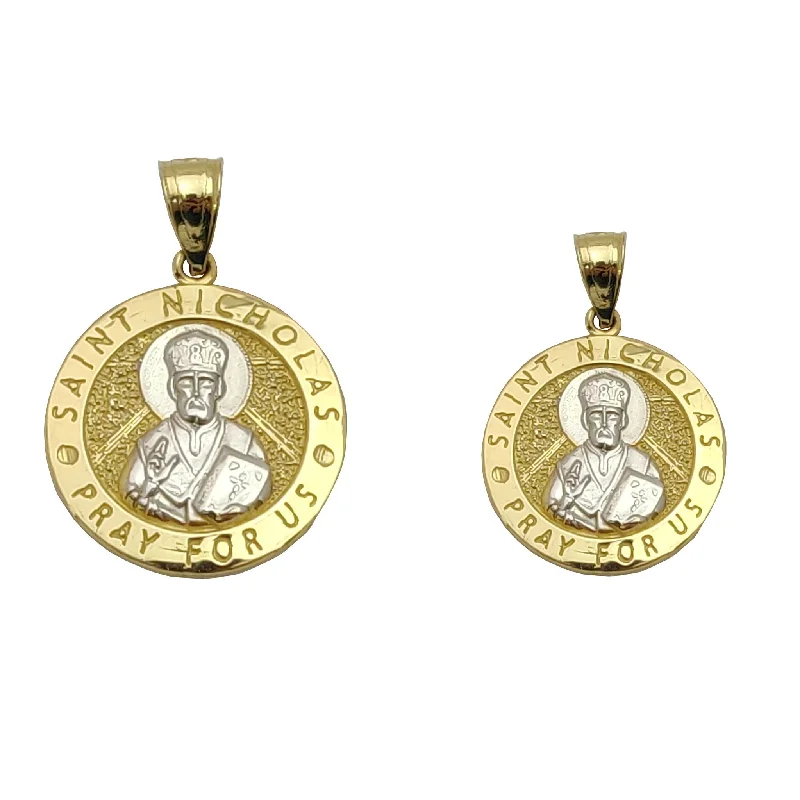 Saint Nicholas Round Medallion Pendant (14K)