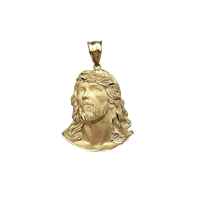 Marbled Finish Jesus Bust Pendant (14K)