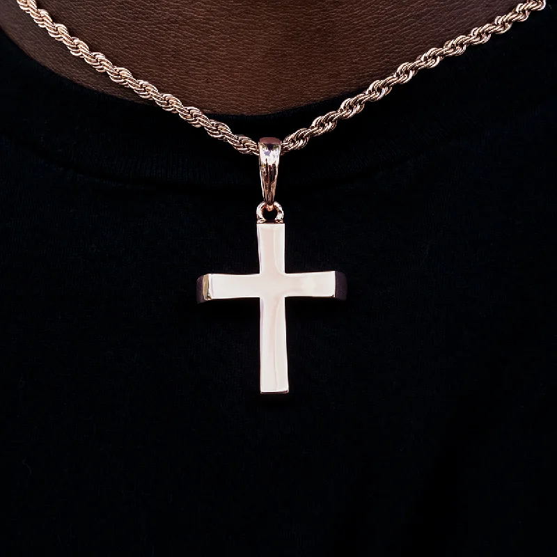 Simple Cross Pendant in Rose Gold