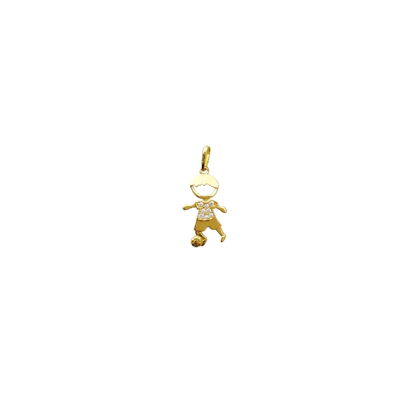 Soccer Kid CZ Pendant (14K)