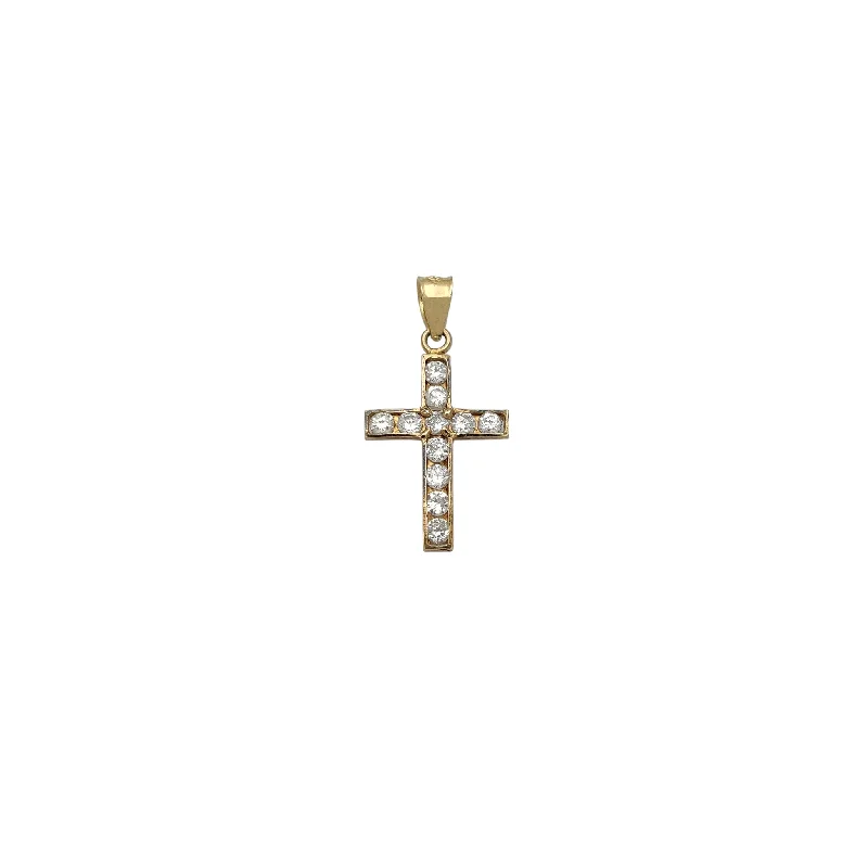 Single-Row CZ Cross Pendant (14K)