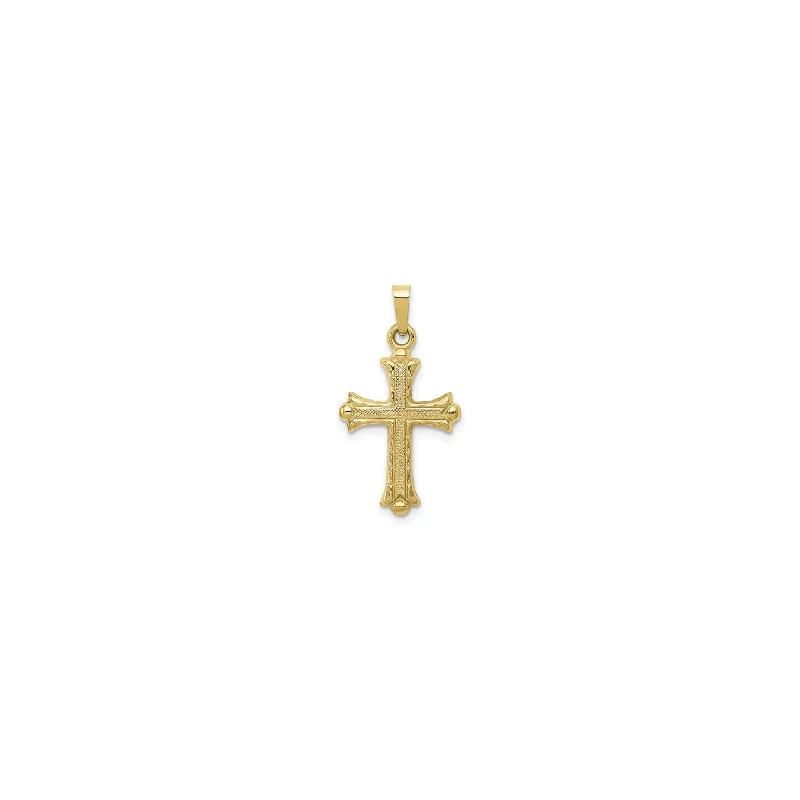 Textured Lightweight Fleur de Lis Cross Pendant (14K)