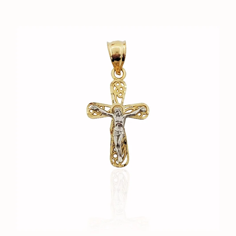 Two-tone Crucifix Pendant (14K).