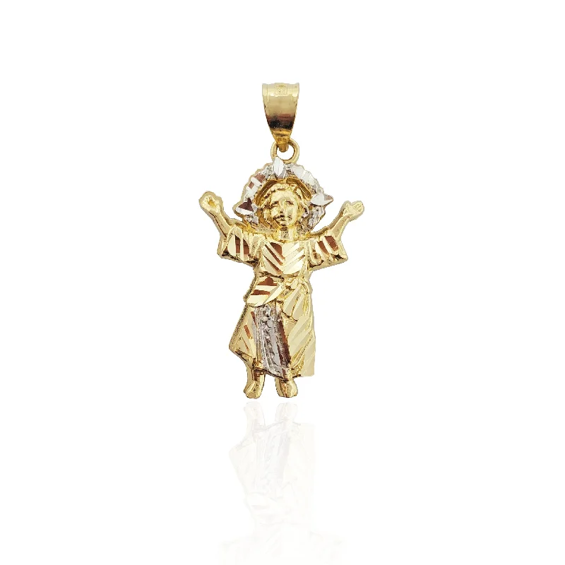 Two-Tone Diamond-Cut Divine Child Pendant (14K)