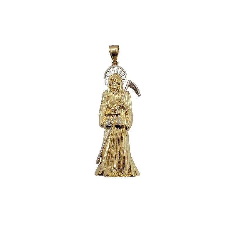 Two-Tone Santa Muerte Pendant (14K)