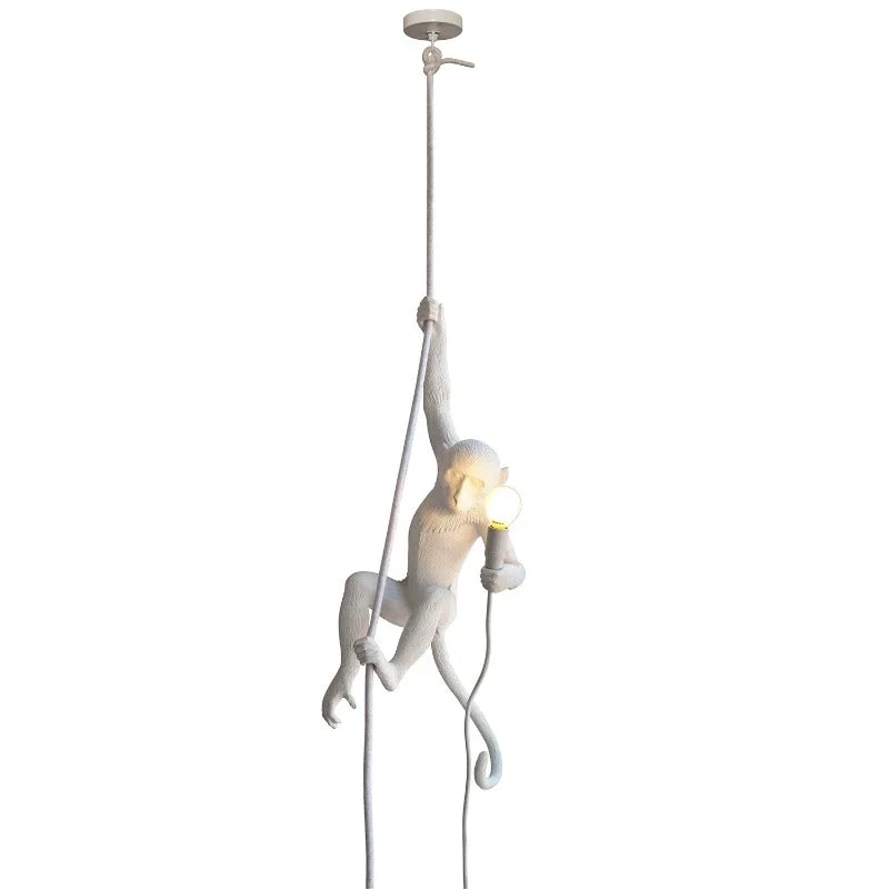 White Monkey Hanging Pendant Light