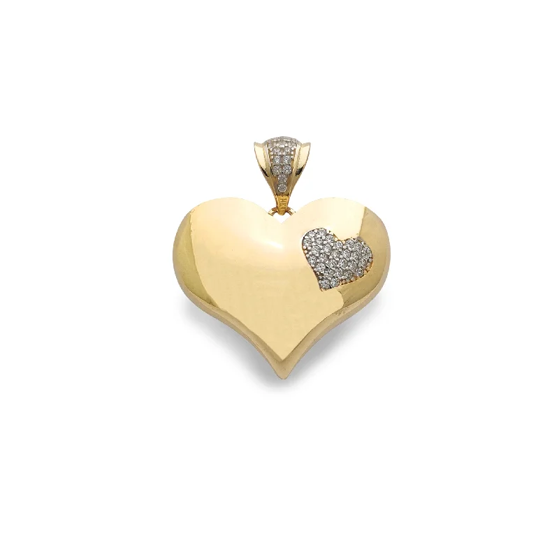 Zirconia Glossy Puffy Heart Pendant (14K)