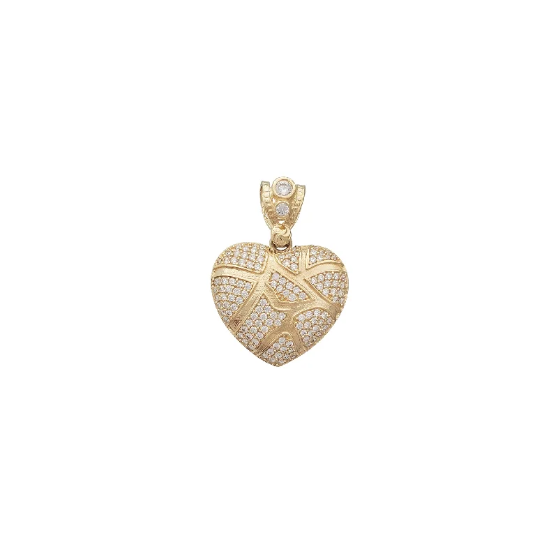 Zirconia Love Heart w/ Veins Pendant (14K)