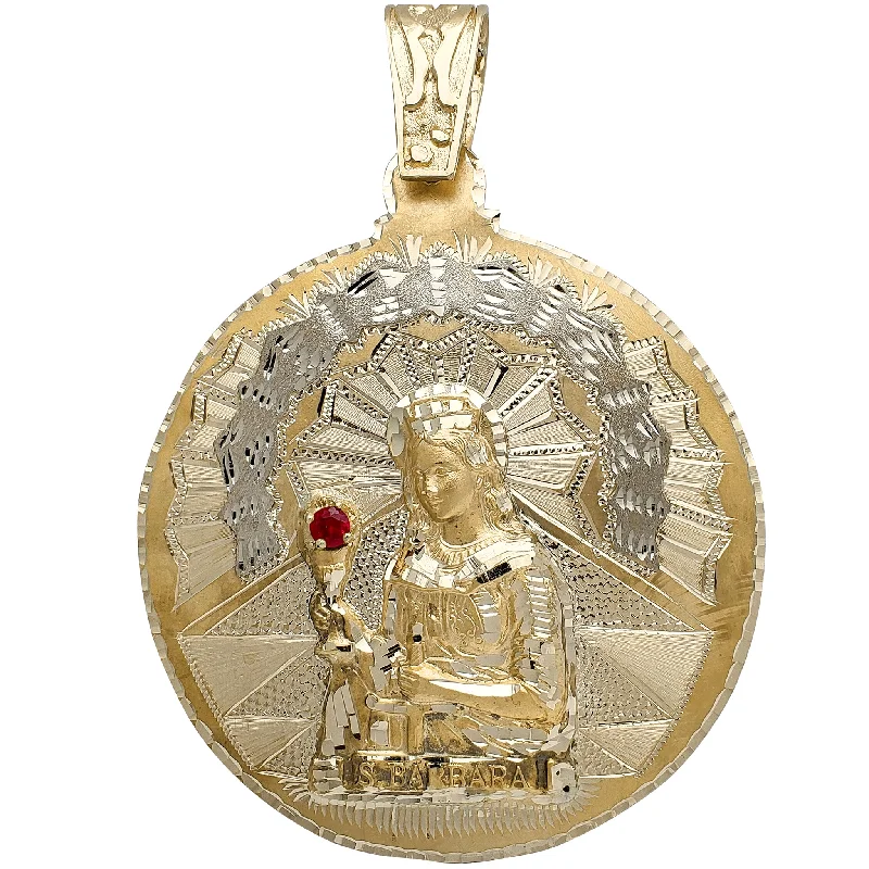 Zirconia Saint Barbara Medallion Pendant (14K)