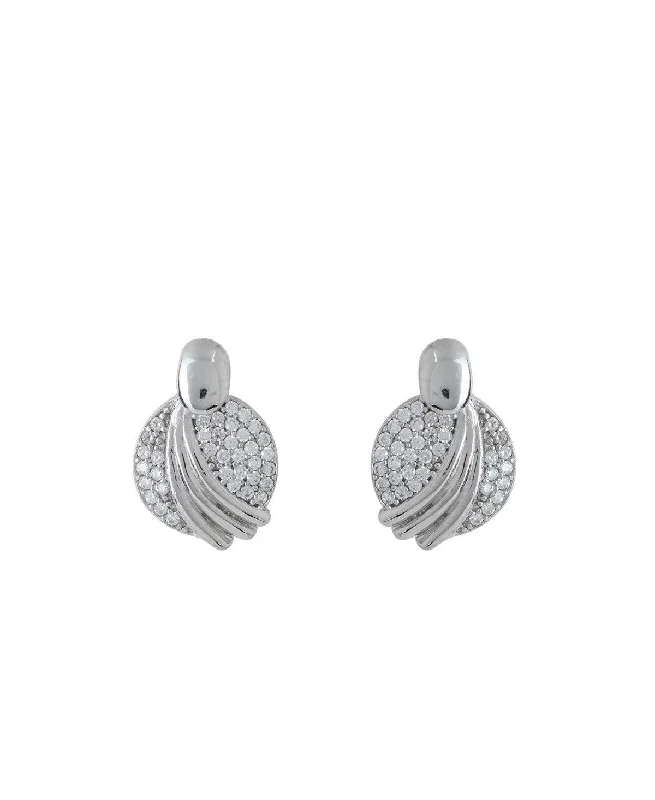 Delicate Stone Studded Silver Earring