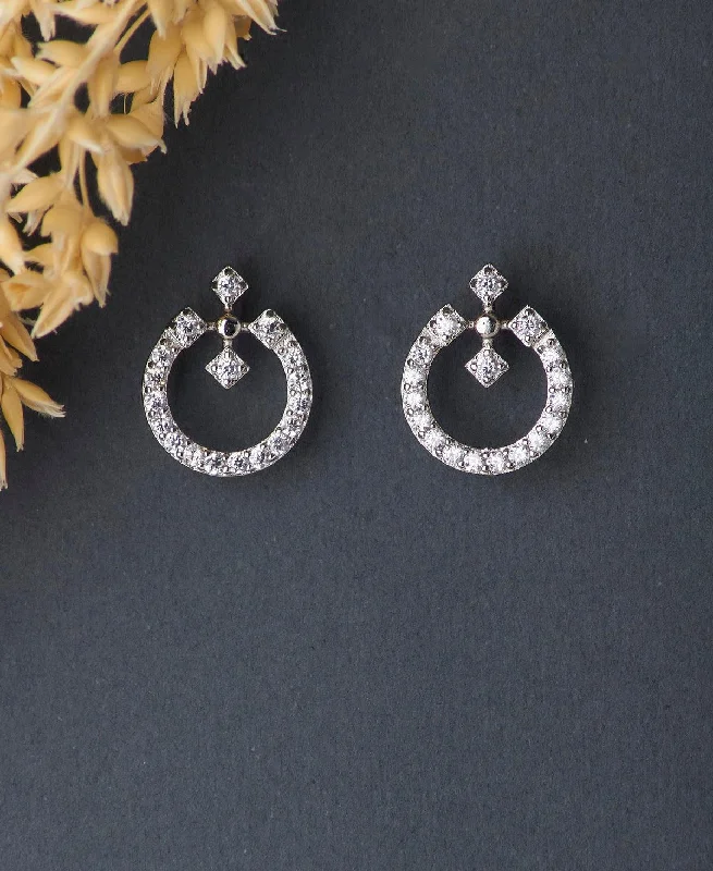 Delicate Stone Studded Silver Earring