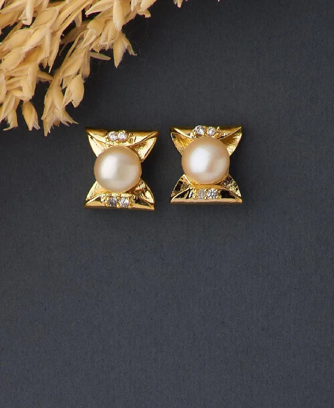 Elegant Real Pearl Stud Earring