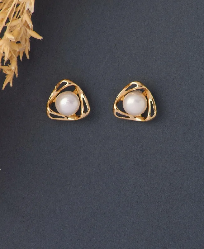 Elegant Real Pearl Stud Earring