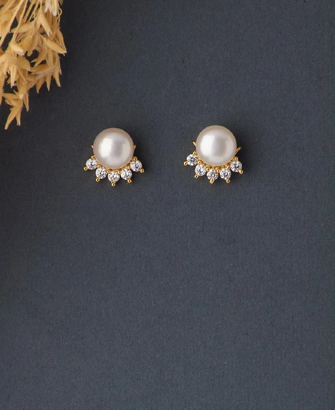 Elegant Real Pearl Stud Earring