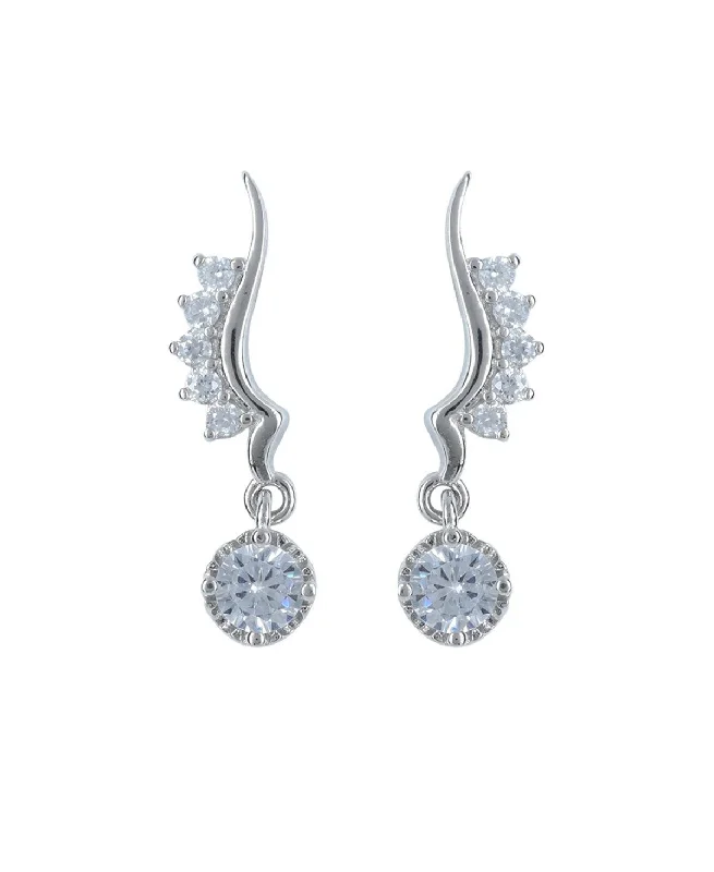 Elegant Stone Studded Silver Earring