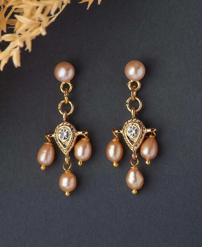 Ethnic Pearl Hanging Earrings