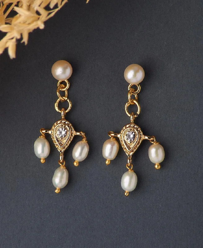 Ethnic Pearl Hanging Earrings