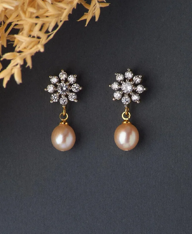 Floral Pink Pearl Hang Earring