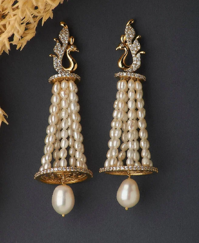 Gorgeous Golden Peacock Pearl Hanging Earring