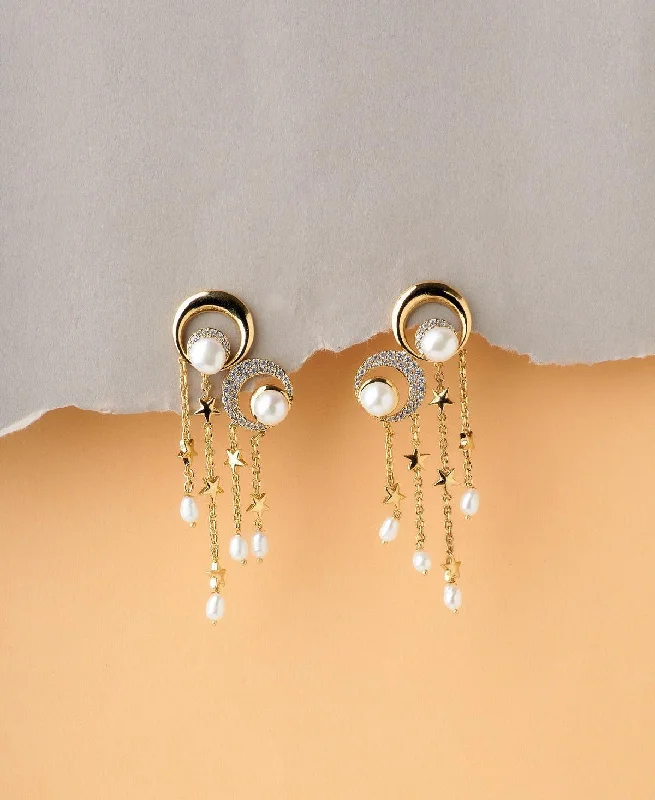 Gorgeous Stone Studded Pearl Earring