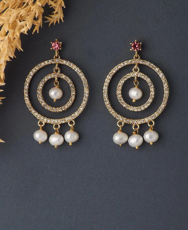 Gorgeous Stone Studded Pearl Earring