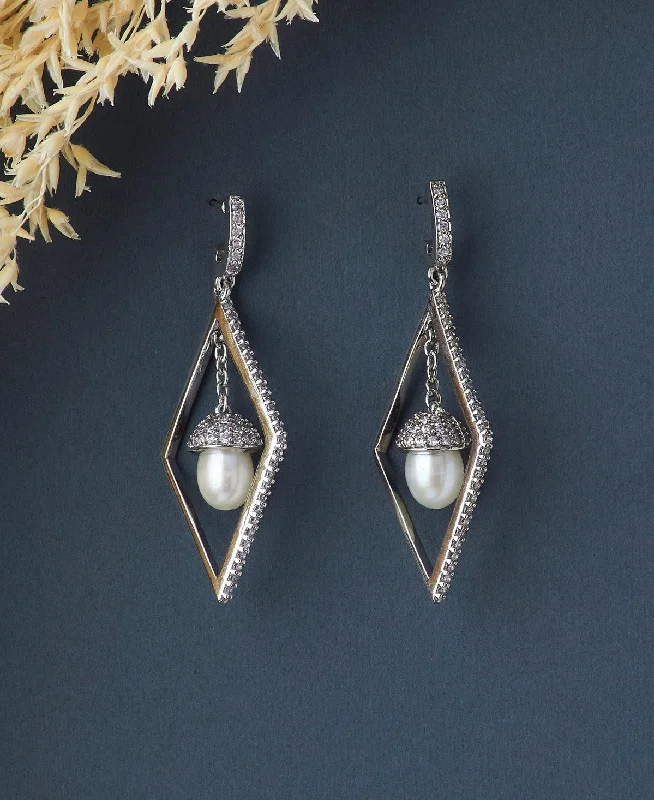 Graceful Rhodium hanging Earring