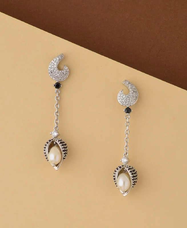 Leaf Real Pearl Hang Earring