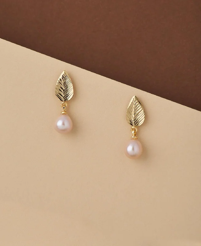 Leaf Real Pearl Hang Earring