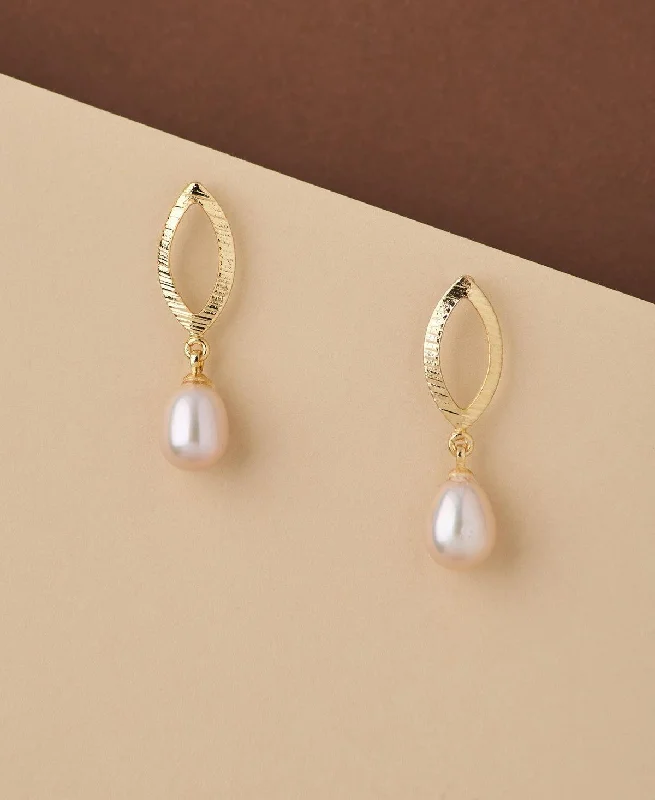 Leaf Real Pearl Hang Earring