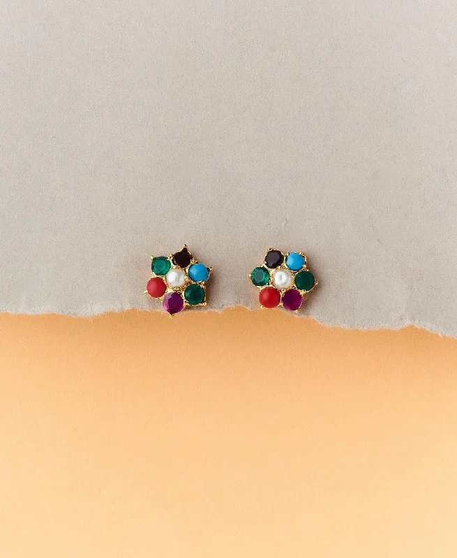 Navaratna Pearl Studded Earring