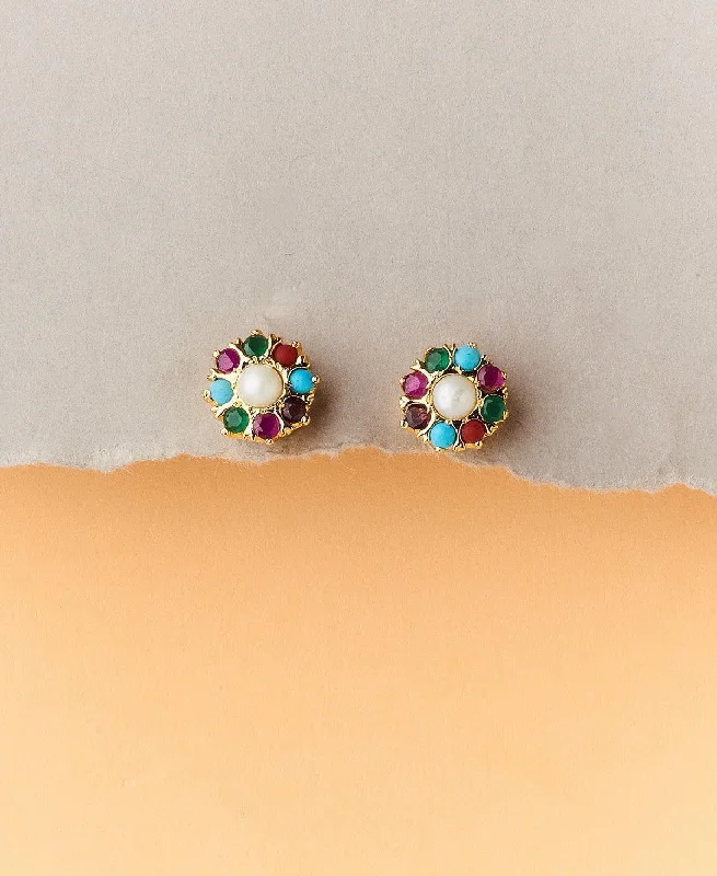 Navaratna Pearl Studded Earring