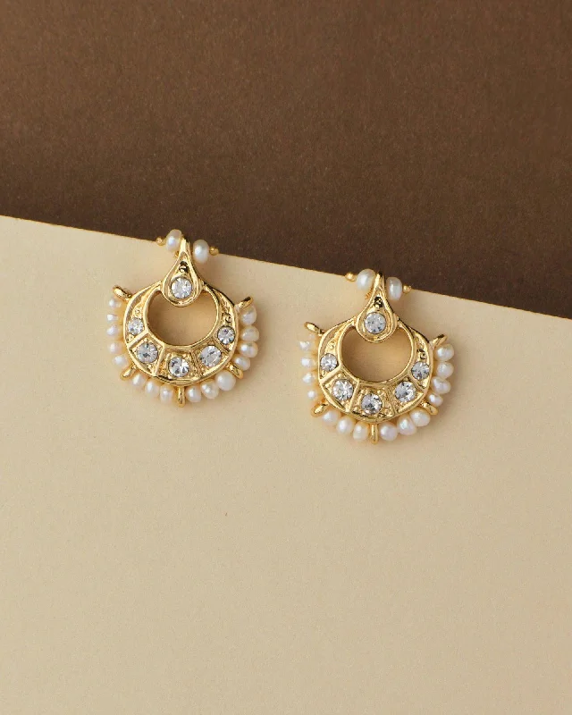 Ethnic Real Pearl Stud Earring