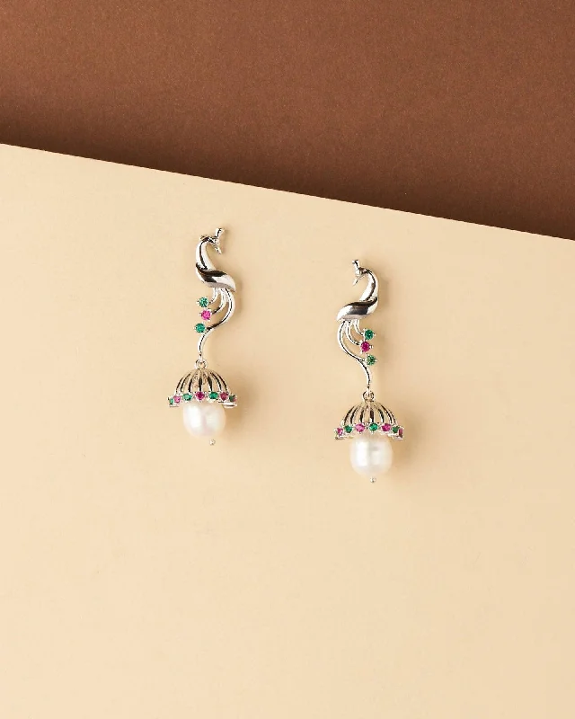 Peacock Graceful Pearl hanging Earring